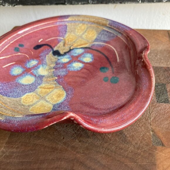 Trinket Dish Spoon Rest Studio Art Pottery Clay Handcrafted Glazed Artist Signed - Picture 2 of 6